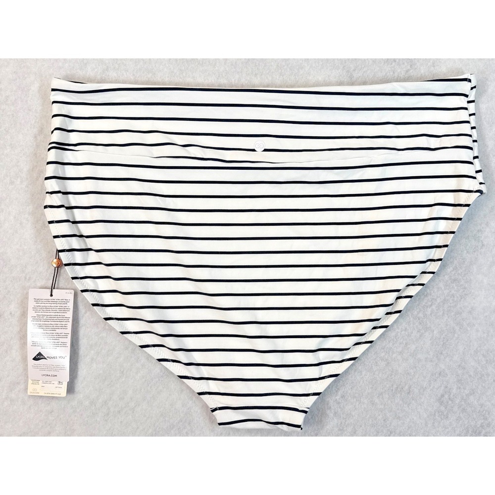 Calia Coastal Stripe Wide Band Bikini‎ Bottom Womens XL White Navy NWT - Picture 2 of 7